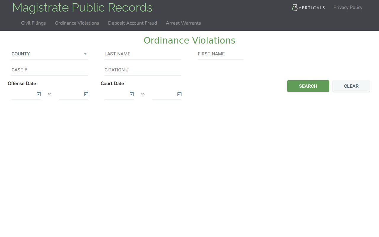 Lanier County Magistrate ordinance search fields
