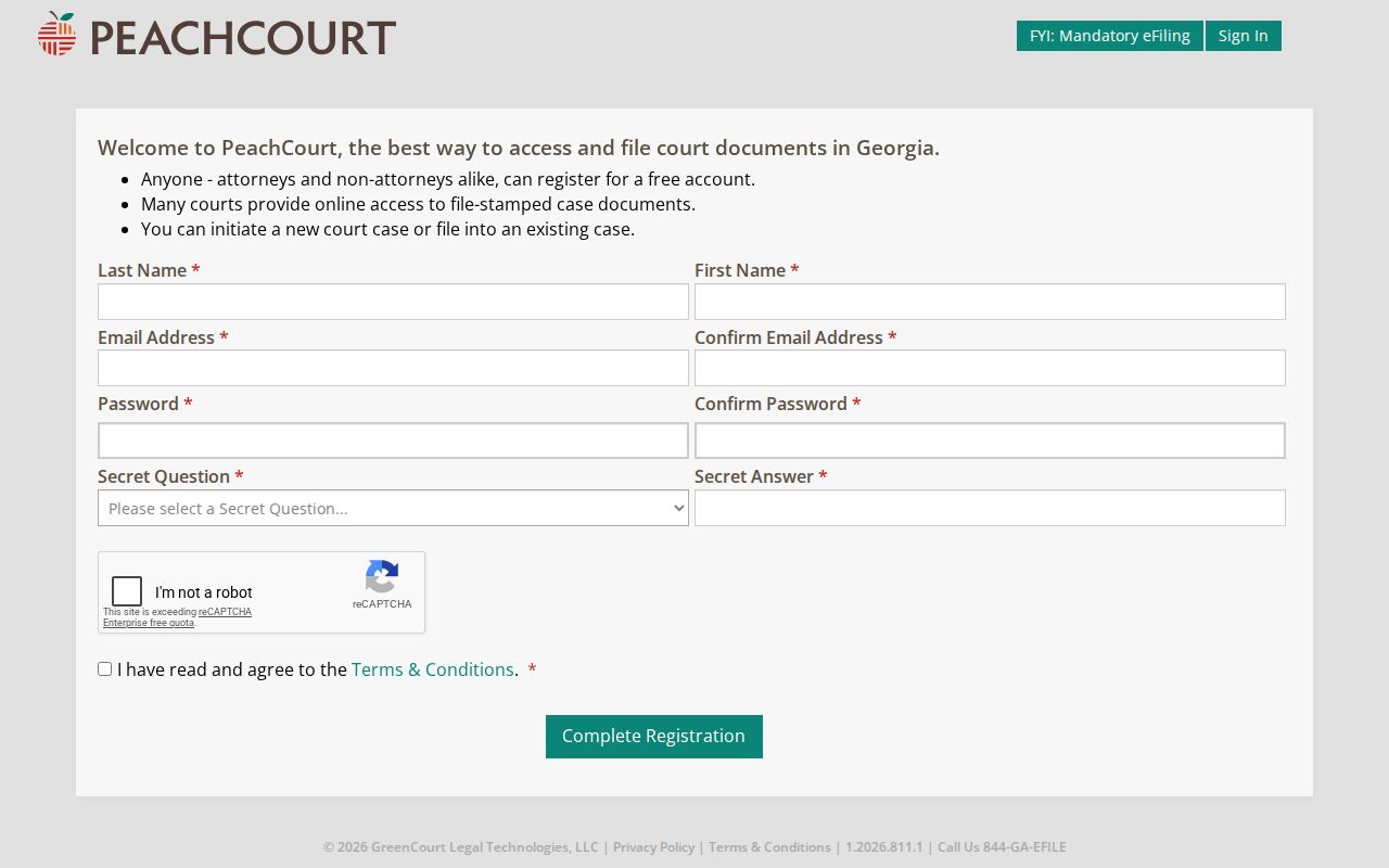 Lanier County criminal docket PeachCourt account registration