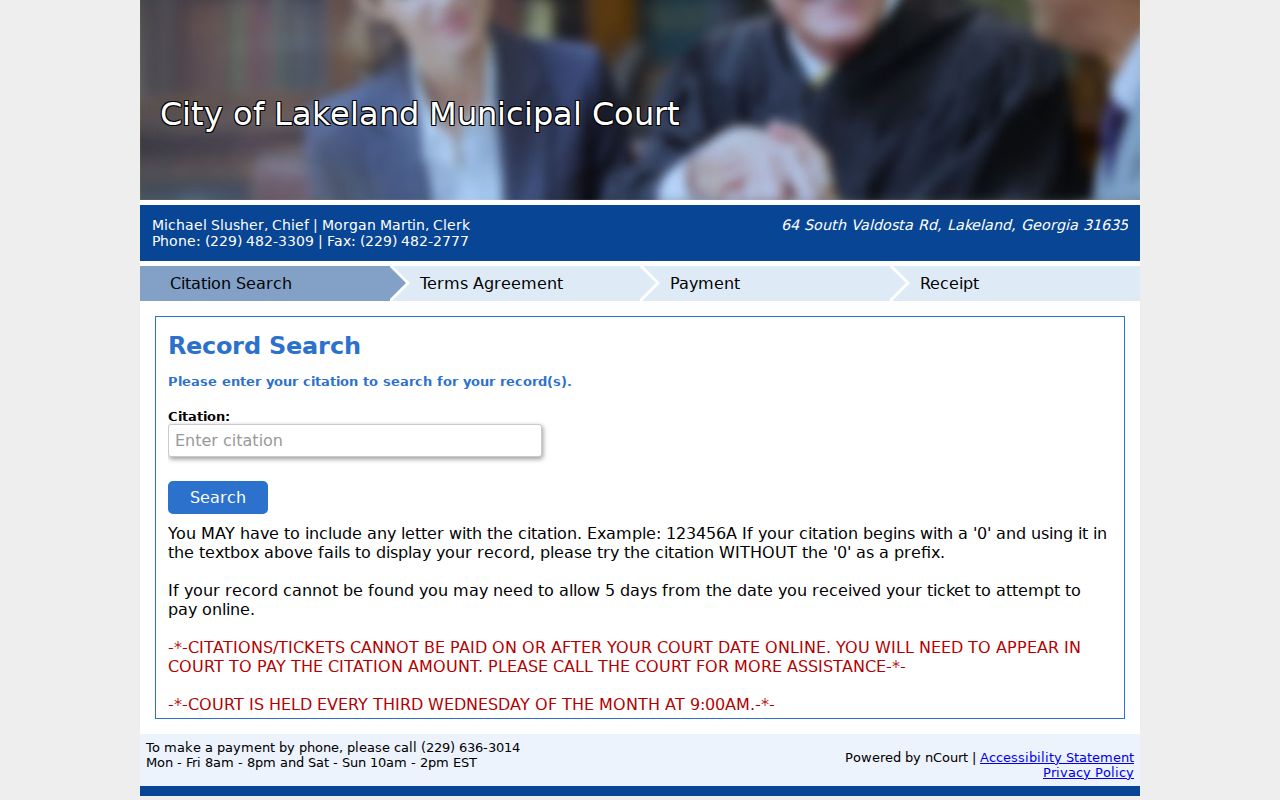 Lakeland court docket municipal citation payment search