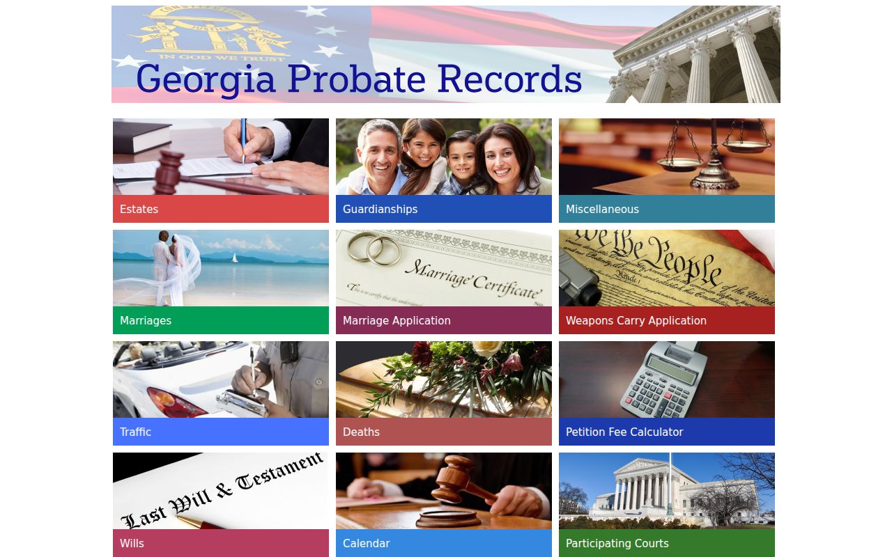 Georgia Probate Records traffic and probate categories